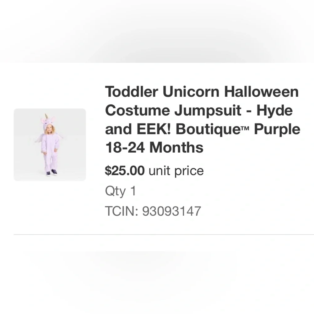 Toddler unicorn costume 18-24 months